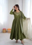 MODERN FRENCH CREPE EMBROIDERY WORK ANARKALI GOWN BOTTOM WITH DUPATTA FESTIVE WEAR WHOLESALE PRICE ETHNIC GARMENT (6)