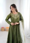 MODERN FRENCH CREPE EMBROIDERY WORK ANARKALI GOWN BOTTOM WITH DUPATTA FESTIVE WEAR WHOLESALE PRICE ETHNIC GARMENT (6)