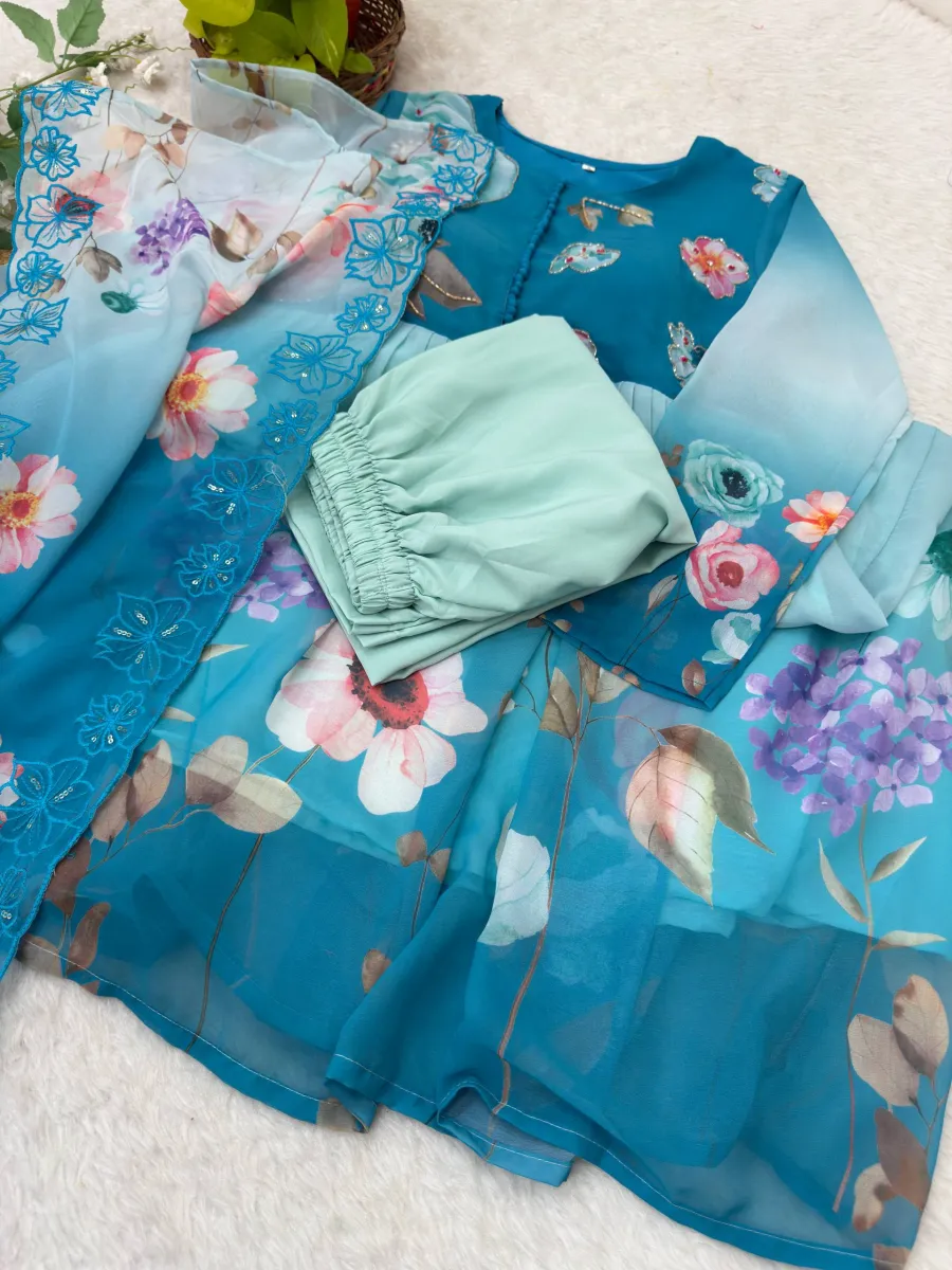 MODERN GEORGETTE DIGITAL PRINTED WITH HANDWORK GOWN BOTTOM WITH DUPATTA FESTIVE WEAR WHOLESALE PRICE ETHNIC GARMENT (1)