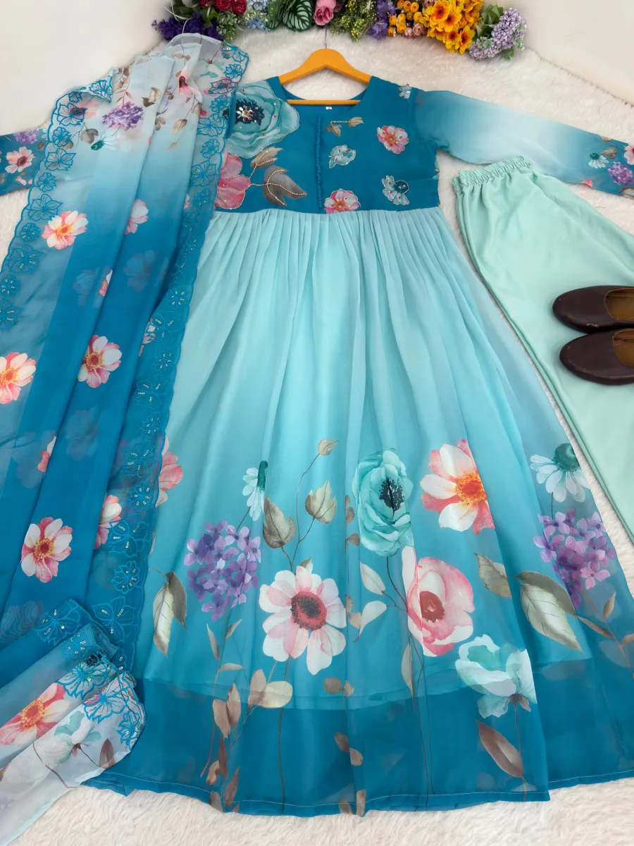 MODERN GEORGETTE DIGITAL PRINTED WITH HANDWORK GOWN BOTTOM WITH DUPATTA FESTIVE WEAR WHOLESALE PRICE ETHNIC GARMENT (7)
