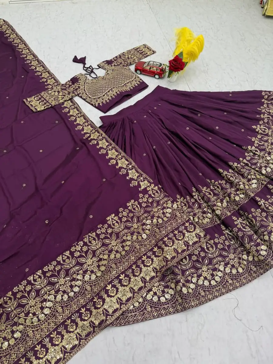 MODERN GEORGETTE EMBROIDERY THREAD & SEQUENCE WORK LEHENGA CHOLI WITH DUPATTA FESTIVE WEAR WHOLESALE PRICE ETHNIC GARMENT (1)
