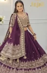 MODERN GEORGETTE EMBROIDERY THREAD & SEQUENCE WORK LEHENGA CHOLI WITH DUPATTA WINE