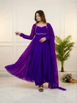 MODERN GEORGETTE RAMBO SEQUENCE EMBROIDERY MOTI WORK GOWN BOTTOM WITH DUPATTA FESTIVE WEAR WHOLESALE PRICE ETHNIC GARMENT (2)