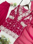 MODERN GEORGETTE SEQUENCE EMBROIDERY WORK TOP PALAZZO WITH DUPATTA FESTIVE WEAR WHOLESALE PRICE ETHNIC GARMENT (2)