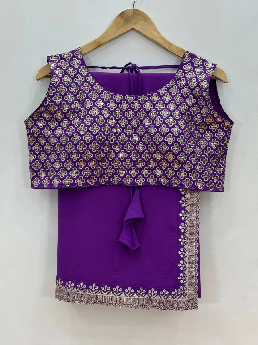 MODERN GEORGETTE SEQUENCE WITH CUT WORK BORDER SAREE WITH STITCHED BLOUSE PARTY WEAR WHOLESALE PRICE ETHNIC GARMENT (4)
