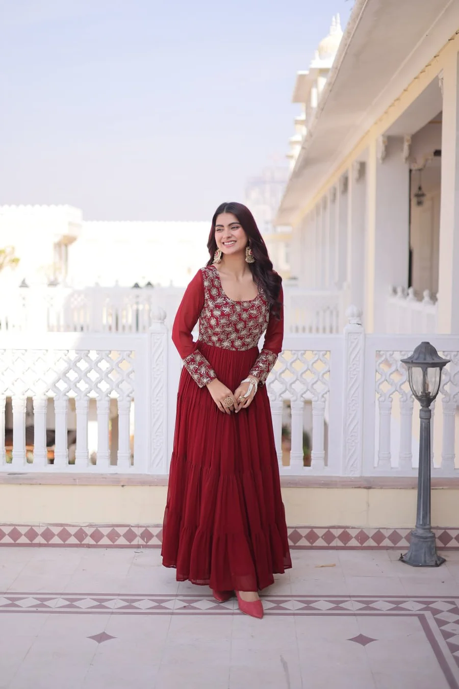 MODERN GEORGETTE SEQUENCE & ZARI WITH PIPE EMBROIDERY WORK GOWN FESTIVE WEAR WHOLESALE PRICE ETHNIC GARMENT (4)