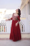 MODERN GEORGETTE SEQUENCE & ZARI WITH PIPE EMBROIDERY WORK GOWN FESTIVE WEAR WHOLESALE PRICE ETHNIC GARMENT (9)