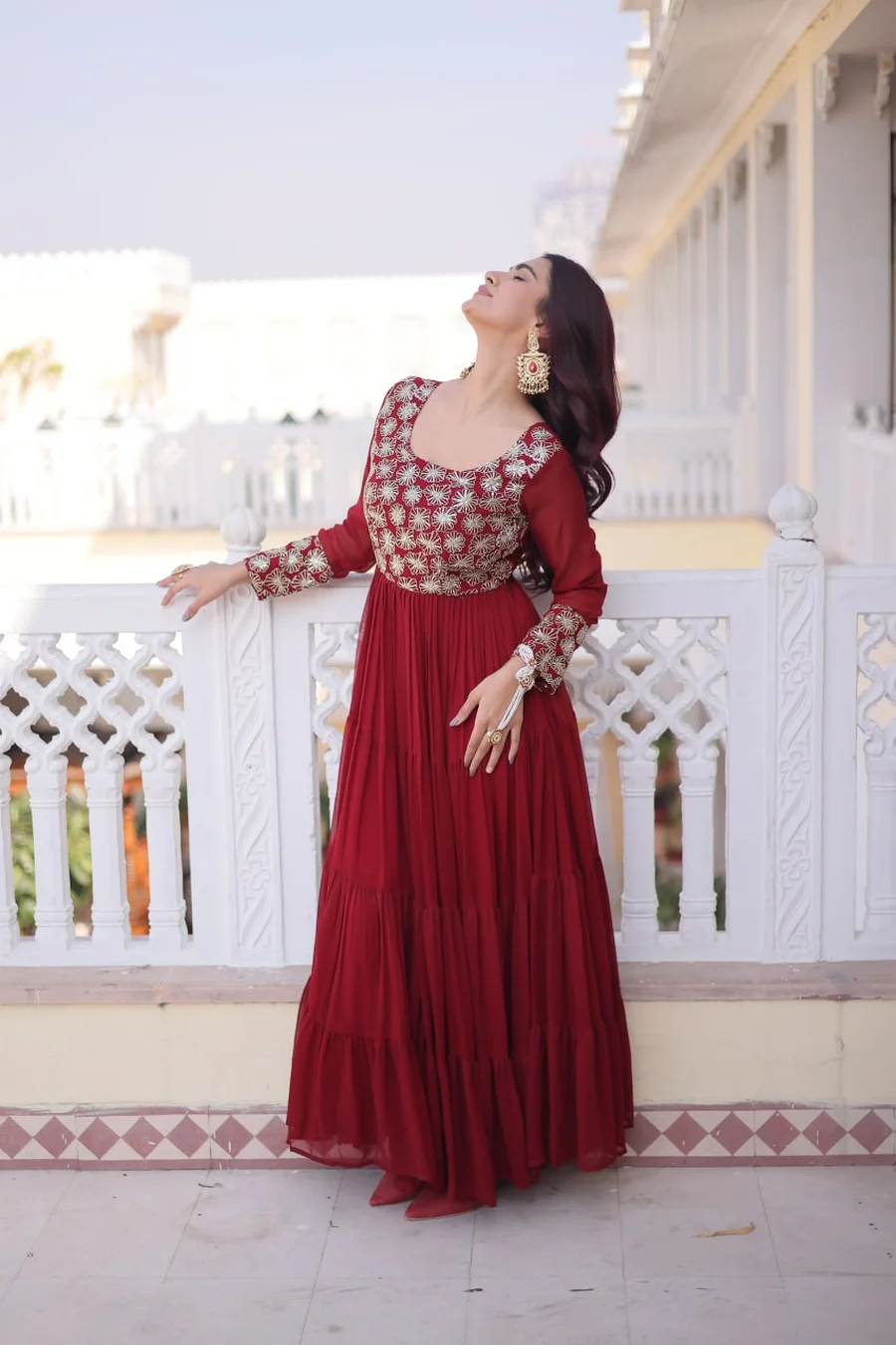 MODERN GEORGETTE SEQUENCE & ZARI WITH PIPE EMBROIDERY WORK GOWN FESTIVE WEAR WHOLESALE PRICE ETHNIC GARMENT (8)
