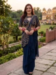 MODERN GEORGETTE SILK MULTI THREAD EMBROIDERY WITH SEQUENCE AND CODING WORK DHOTI STYLE SAREE WITH STITCHED BLOUSE PARTY WEAR WHOLESALE PRICE ETHNIC GARMENT (1)