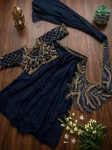 MODERN GEORGETTE SILK MULTI THREAD EMBROIDERY WITH SEQUENCE AND CODING WORK DHOTI STYLE SAREE WITH STITCHED BLOUSE PARTY WEAR WHOLESALE PRICE ETHNIC GARMENT (1)