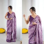 MODERN GEORGETTE SILK PRINTED WITH MIRROR BORDER WORK SAREE WITH UNSTITCHED BLOUSE WINE