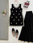 MODERN GEORGETTE THREAD WITH SEQUENCE WORK TOP PALAZZO WITH DUPATTA WEDDING WEAR WHOLESALE PRICE ETHNIC GARMENT (4)
