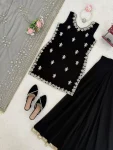 MODERN GEORGETTE THREAD WITH SEQUENCE WORK TOP PALAZZO WITH DUPATTA WEDDING WEAR WHOLESALE PRICE ETHNIC GARMENT (4)