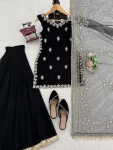 MODERN GEORGETTE THREAD WITH SEQUENCE WORK TOP PALAZZO WITH DUPATTA WEDDING WEAR WHOLESALE PRICE ETHNIC GARMENT (4)