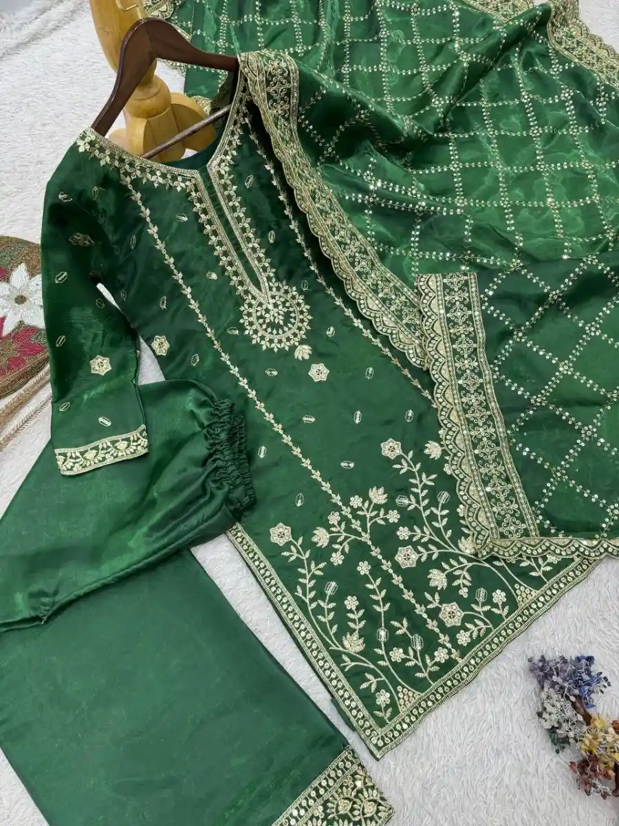 MODERN GMMY SILK EMBROIDERY AND SEQUENCE WORK TOP PALAZZO WITH DUPATTA FESTIVE WEAR WHOLESALE PRICE ETHNIC GARMENT (1)