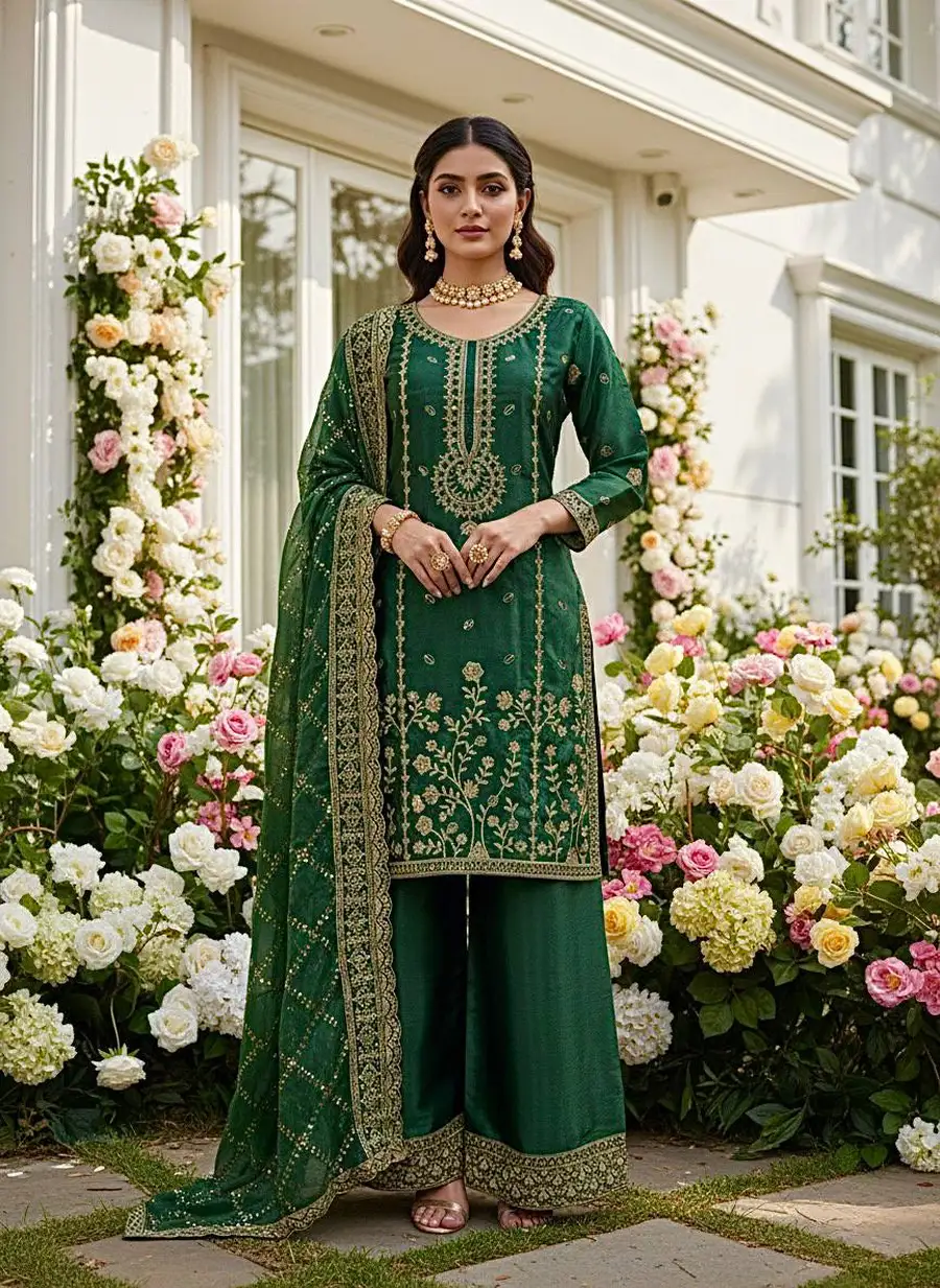 MODERN GMMY SILK EMBROIDERY AND SEQUENCE WORK TOP PALAZZO WITH DUPATTA FESTIVE WEAR WHOLESALE PRICE ETHNIC GARMENT (3)