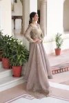 MODERN GOLD CRUSH SEQUENCE & ZARI EMBROIDERY WORK GOWN WITH DUPATTA FESTIVE WEAR WHOLESALE PRICE ETHNIC GARMENT (6)