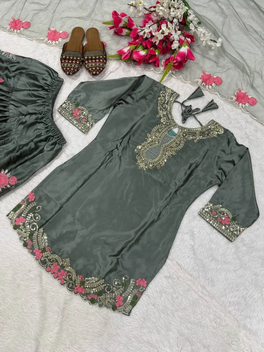 MODERN JAPAN SATIN EMBROIDERY SEQUENCE WORK TOP PATIYALA WITH DUPATTA FESTIVE WEAR WHOLESALE PRICE ETHNIC GARMENT (1)