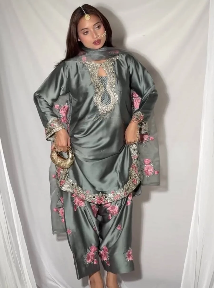 MODERN JAPAN SATIN EMBROIDERY SEQUENCE WORK TOP PATIYALA WITH DUPATTA FESTIVE WEAR WHOLESALE PRICE ETHNIC GARMENT (2)