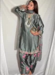 MODERN JAPAN SATIN EMBROIDERY SEQUENCE WORK TOP PATIYALA WITH DUPATTA FESTIVE WEAR WHOLESALE PRICE ETHNIC GARMENT (2)