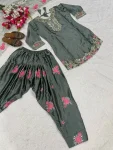 MODERN JAPAN SATIN EMBROIDERY SEQUENCE WORK TOP PATIYALA WITH DUPATTA FESTIVE WEAR WHOLESALE PRICE ETHNIC GARMENT (2)