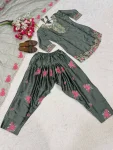 MODERN JAPAN SATIN EMBROIDERY SEQUENCE WORK TOP PATIYALA WITH DUPATTA FESTIVE WEAR WHOLESALE PRICE ETHNIC GARMENT (2)