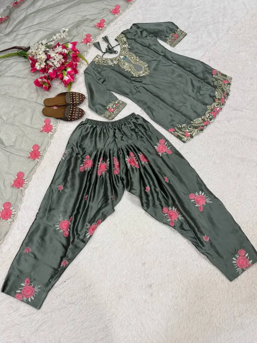 MODERN JAPAN SATIN EMBROIDERY SEQUENCE WORK TOP PATIYALA WITH DUPATTA FESTIVE WEAR WHOLESALE PRICE ETHNIC GARMENT (9)