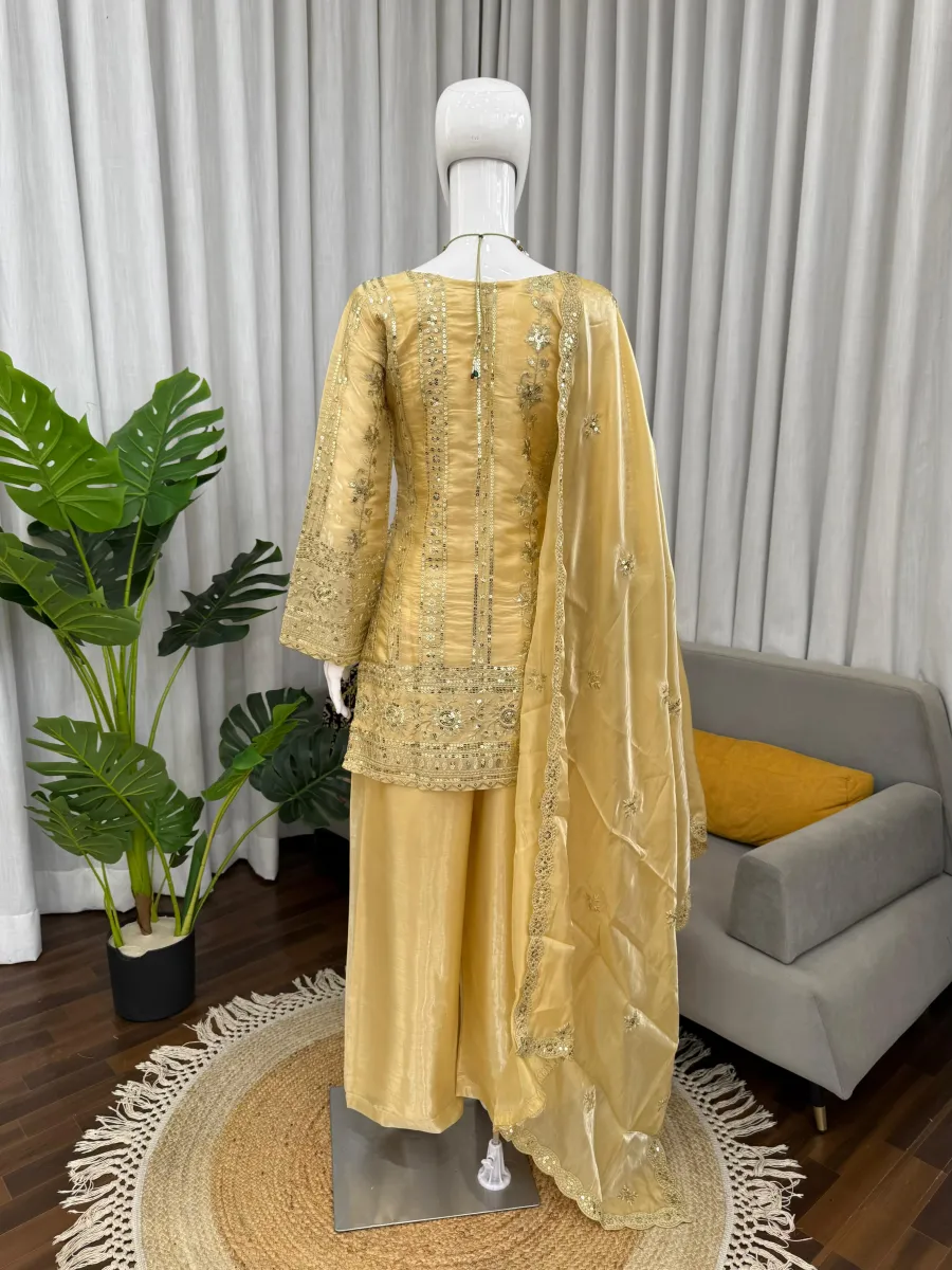MODERN JMC SILK THREAD & SEQUENCE WORK TOP PALAZZO WITH DUPATTA FESTIVE WEAR WHOLESALE PRICE ETHNIC GARMENT (3)