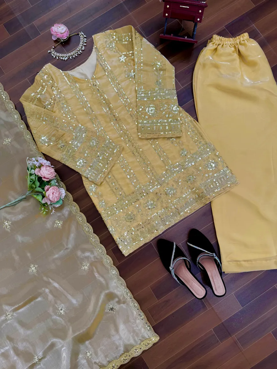 MODERN JMC SILK THREAD & SEQUENCE WORK TOP PALAZZO WITH DUPATTA FESTIVE WEAR WHOLESALE PRICE ETHNIC GARMENT (7)