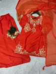 MODERN NATURAL CREPE EMBROIDERY WORK TOP PALAZZO WITH DUPATTA FESTIVE WEAR WHOLESALE PRICE ETHNIC GARMENT (9)