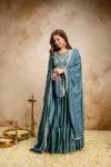 MODERN RANGOLI CRUSH EMBROIDERY AND SEQUENCE WORK GOWN WITH DUPATTA WEDDING WEAR WHOLESLE PRICE ETHNIC GARMENT (20)
