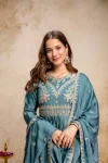 MODERN RANGOLI CRUSH EMBROIDERY AND SEQUENCE WORK GOWN WITH DUPATTA WEDDING WEAR WHOLESLE PRICE ETHNIC GARMENT (20)