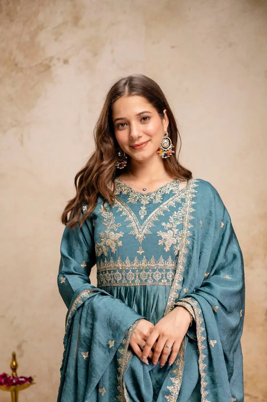 MODERN RANGOLI CRUSH EMBROIDERY AND SEQUENCE WORK GOWN WITH DUPATTA WEDDING WEAR WHOLESLE PRICE ETHNIC GARMENT (24)