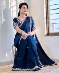 MODERN RANGOLI SILK EMBROIDERY SEQUENCE WITH MULTI THREAD AND CUT WORK LACE SAREE WITH STITCHED BLOUSE WEDDING WEAR WHOLESALE PRICE ETHNIC GARMENT (14)