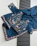 MODERN RANGOLI SILK EMBROIDERY SEQUENCE WITH MULTI THREAD AND CUT WORK LACE SAREE WITH STITCHED BLOUSE WEDDING WEAR WHOLESALE PRICE ETHNIC GARMENT (14)