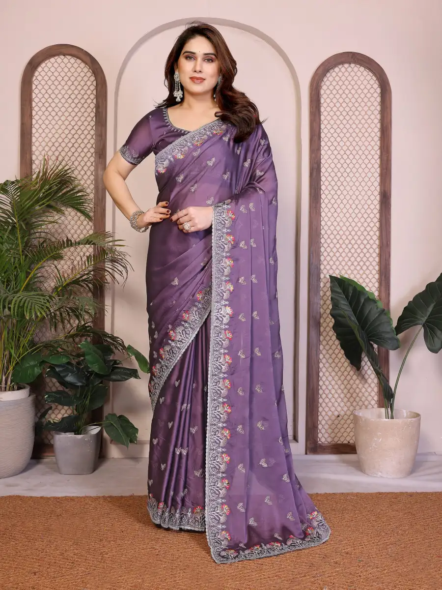 MODERN RANGOLI SILK EMBROIDERY WORK LACE BORDER SAREE WITH UNSTITCHED BLOUSE FESTIVE WEAR WHOLESALE PRICE ETHNIC GARMENT (2)