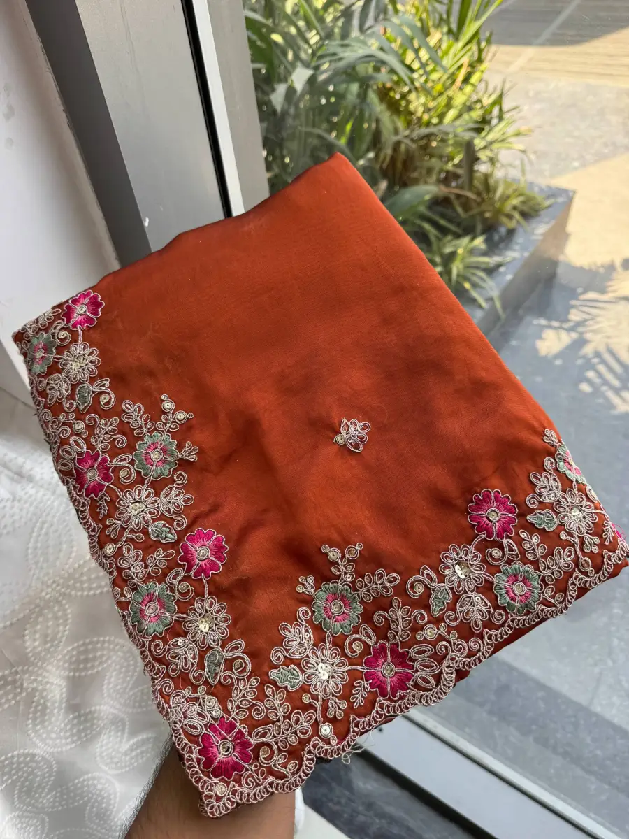 MODERN RANGOLI SILK EMBROIDERY WORK LACE BORDER SAREE WITH UNSTITCHED BLOUSE WEDDING WEAR WHOLESALE PRICE ETHNIC GARMENT (6)