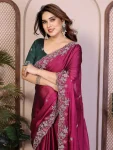 18MODERN RANGOLI SILK EMBROIDERY WORK LACE BORDER SAREE WITH UNSTITCHED BLOUSE WEDDING WEAR WHOLESALE PRICE ETHNIC GARMENT (7)