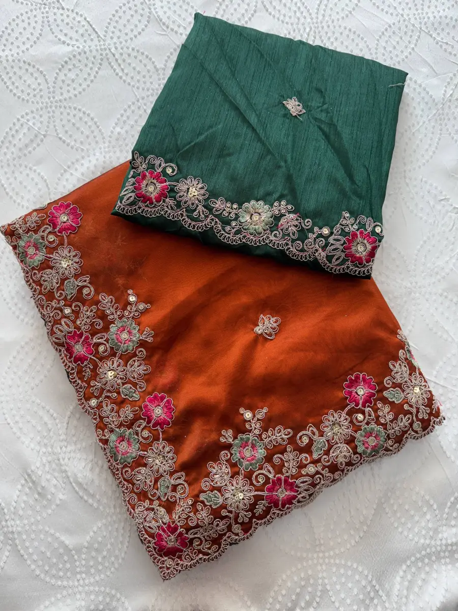 MODERN RANGOLI SILK EMBROIDERY WORK LACE BORDER SAREE WITH UNSTITCHED BLOUSE WEDDING WEAR WHOLESALE PRICE ETHNIC GARMENT (9)