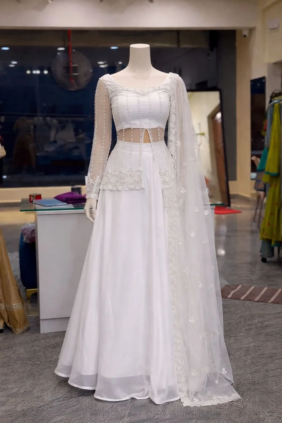 MODERN RANGOLI SILK EMBROIDERY WORK LEHENGA KOTI WITH DUPATTA PARTY WEAR WHOLESALE PRICE ETHNIC GARMENT (12)