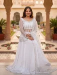 MODERN RANGOLI SILK EMBROIDERY WORK LEHENGA KOTI WITH DUPATTA WHITE