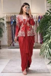 MODERN RANGOLI SILK PLAIN DRAPED SKIRT BLOUSE WITH EMBROIDERY MULTI THREAD SEQUENCE WORK KOTI PARTY WEAR WHOLESALE PRICE ETHNIC GARMENT (2)