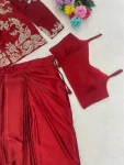 MODERN RANGOLI SILK PLAIN DRAPED SKIRT BLOUSE WITH EMBROIDERY MULTI THREAD SEQUENCE WORK KOTI PARTY WEAR WHOLESALE PRICE ETHNIC GARMENT (2)