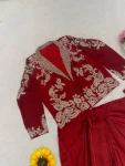 MODERN RANGOLI SILK PLAIN DRAPED SKIRT BLOUSE WITH EMBROIDERY MULTI THREAD SEQUENCE WORK KOTI PARTY WEAR WHOLESALE PRICE ETHNIC GARMENT (2)