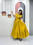 MODERN ROMAN EMBROIDERY THREAD & KHATLI WORK GOWN FESTIVE WEAR WHOLESALE PRICE ETHNIC GARMENT (18)