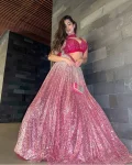 MODERN SATIN SILK SEQUENCE WORK LEHENGA CHOLI WITH DUPATTA PARTY WEAR WHOLESALE PRICE ETHNIC GARMENT (3)