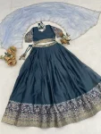 MODERN SHIMMER WEAVING BORDER AND SILVER-GOLDEN ZARI DETAILING AND BORDER WORK LEHENGA CHOLI WITH DUPATTA FESTIVE WEAR WHOLESALE PRICE ETHNIC GARMENT (7)