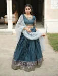 MODERN SHIMMER WEAVING BORDER AND SILVER-GOLDEN ZARI DETAILING AND BORDER WORK LEHENGA CHOLI WITH DUPATTA FESTIVE WEAR WHOLESALE PRICE ETHNIC GARMENT (7)