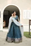 MODERN SHIMMER WEAVING BORDER AND SILVER-GOLDEN ZARI DETAILING AND BORDER WORK LEHENGA CHOLI WITH DUPATTA FESTIVE WEAR WHOLESALE PRICE ETHNIC GARMENT (7)