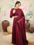 MODERN SPACE SILK SEQUENCE EMBROIDERY WORK LEHENGA CHOLI WITH DUPATTA FESTIVE WEAR WHOLESALE PRICE ETHNIC GARMENT (3)